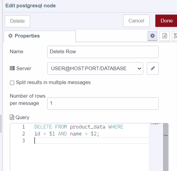 "Deleting product data to the database"